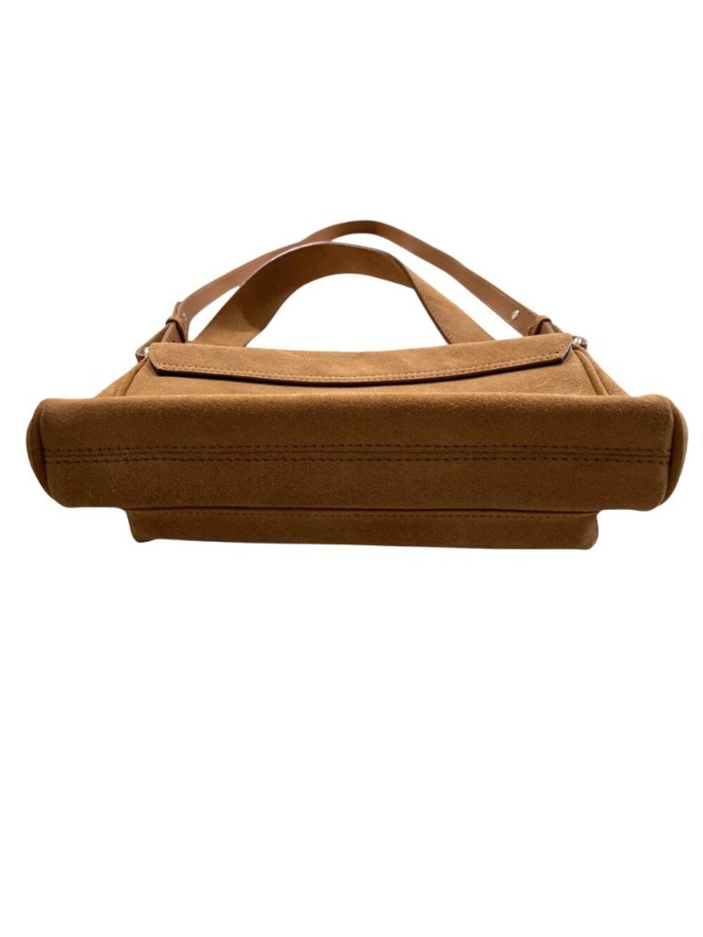 Anthropologie & Other Stories Folded Suede Shoulder Bag Clutch Tan Boho Leather - Picture 6 of 8